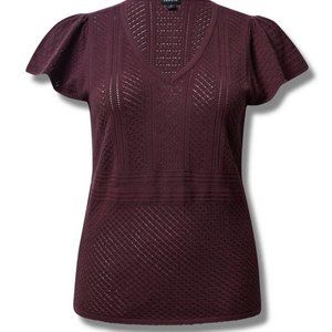 Torrid Women's V-Neck Sweater in Deep Burgundy